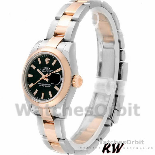 Rolex Datejust 179161 Stainless Steel and Everose Gold Black Index Dial 26MM Lady Replica Watch
