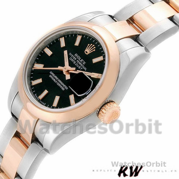 Rolex Datejust 179161 Stainless Steel and Everose Gold Black Index Dial 26MM Lady Replica Watch