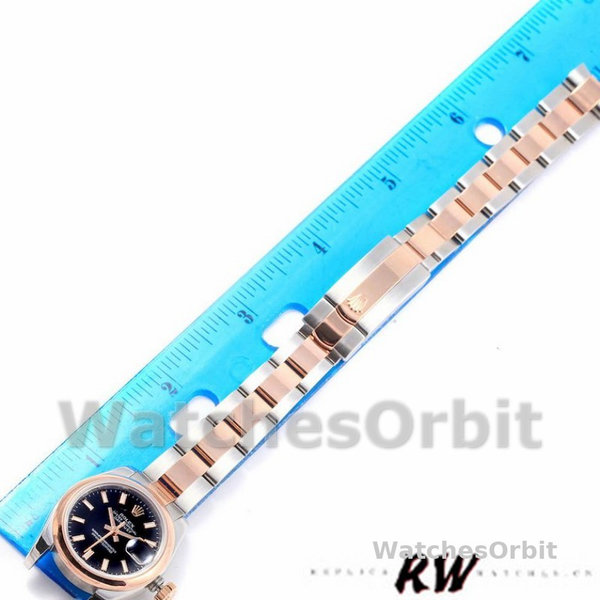 Rolex Datejust 179161 Stainless Steel and Everose Gold Black Index Dial 26MM Lady Replica Watch