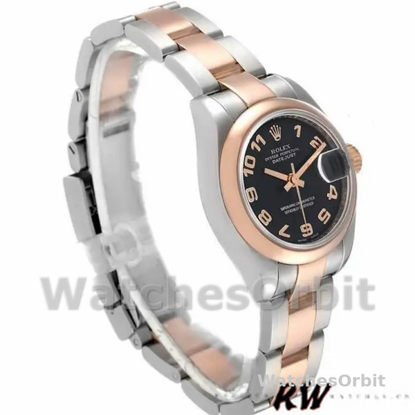 Rolex Datejust 179161 Stainless Steel and Everose Gold Concentric Circle Black Dial 26MM Lady Replica Watch