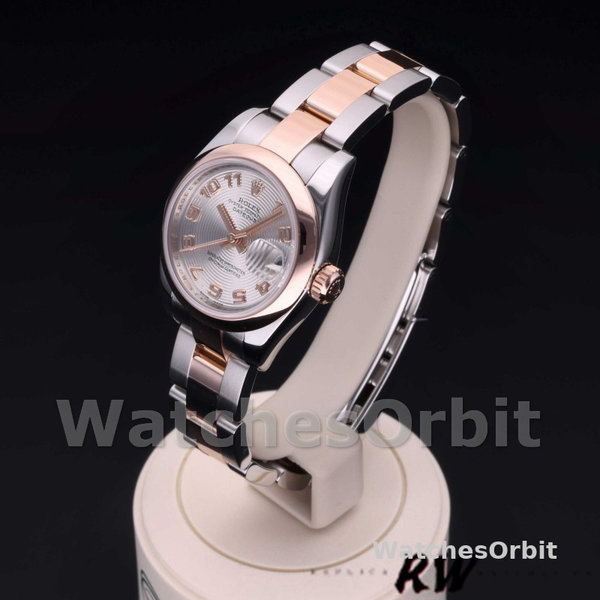 Rolex Datejust 179161 Stainless Steel and Everose Gold Concentric Circle Silver Dial 26MM Lady Replica Watch