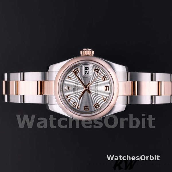 Rolex Datejust 179161 Stainless Steel and Everose Gold Concentric Circle Silver Dial 26MM Lady Replica Watch