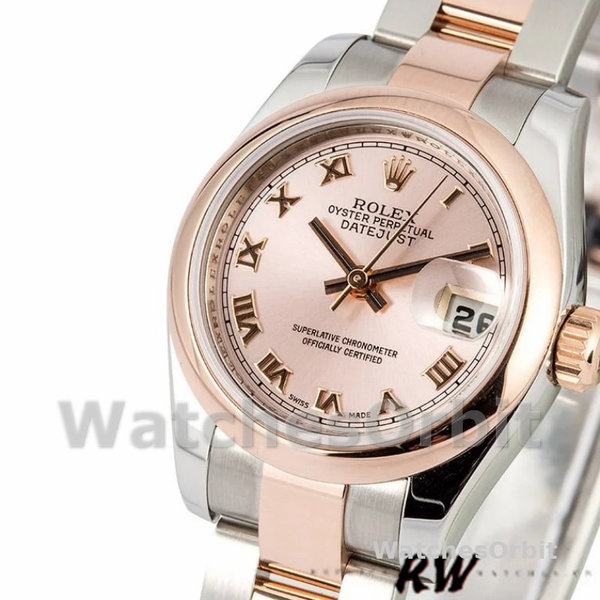 Rolex Datejust 179161 Stainless Steel and Everose Gold Pink Roman Dial 26MM Lady Replica Watch