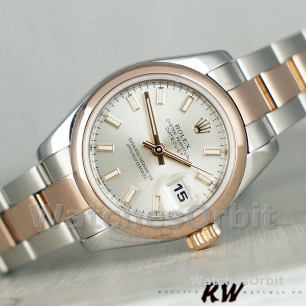 Rolex Datejust 179161 Stainless Steel and Everose Gold Silver Index Dial 26MM Lady Replica Watch