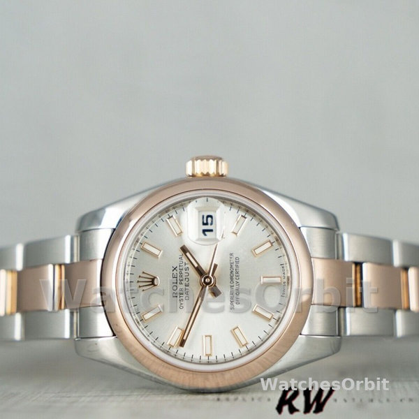 Rolex Datejust 179161 Stainless Steel and Everose Gold Silver Index Dial 26MM Lady Replica Watch