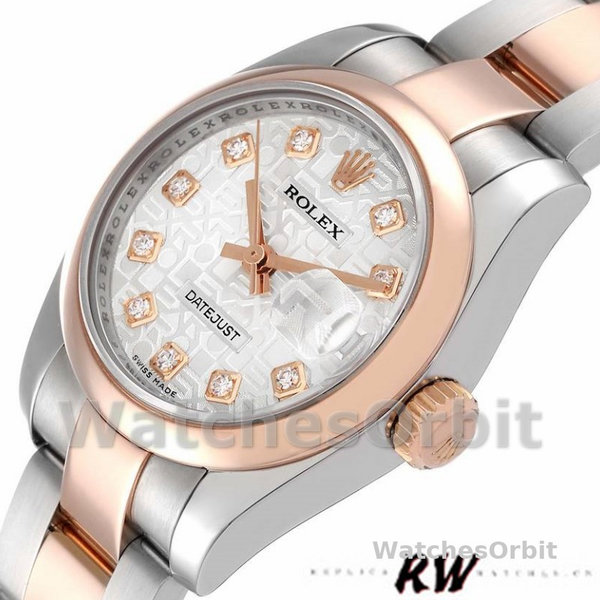 Rolex Datejust 179161 Stainless Steel and Everose Gold Silver jubilee anniversary Dial 26MM Lady Replica Watch
