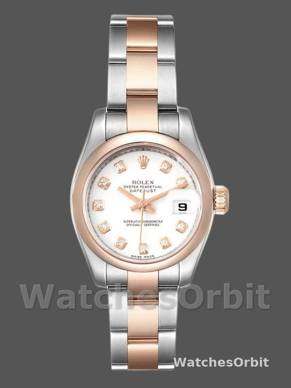 Rolex Datejust 179161 Stainless Steel and Everose Gold White Diamond Dial 26MM Lady Replica Watch