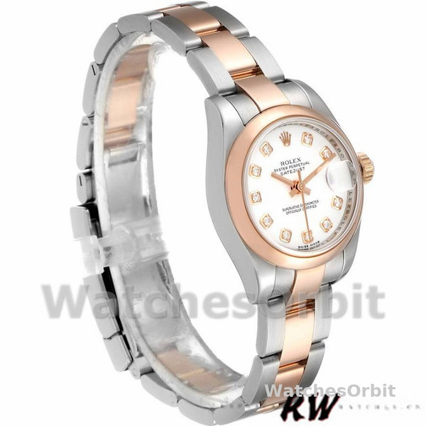 Rolex Datejust 179161 Stainless Steel and Everose Gold White Diamond Dial 26MM Lady Replica Watch