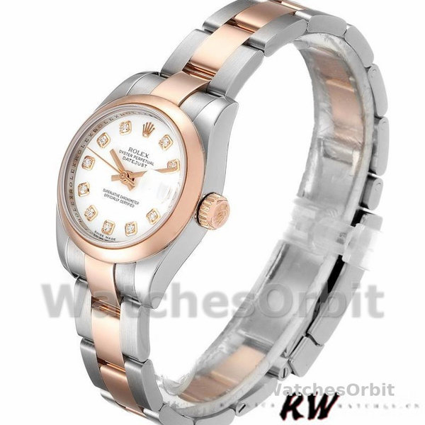 Rolex Datejust 179161 Stainless Steel and Everose Gold White Diamond Dial 26MM Lady Replica Watch