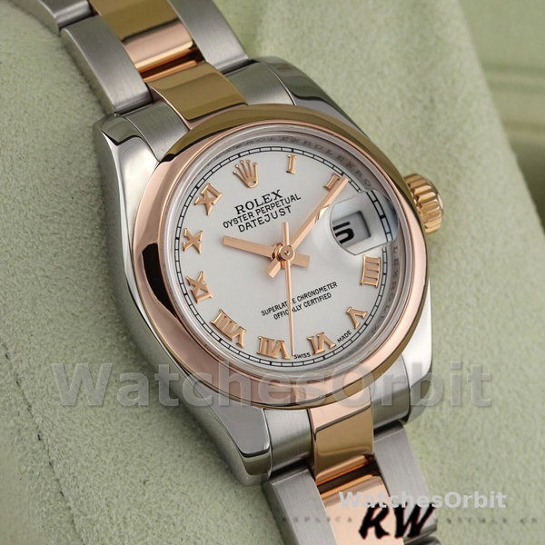 Rolex Datejust 179161 Stainless Steel and Everose Gold White Roman Dial 26MM Lady Replica Watch