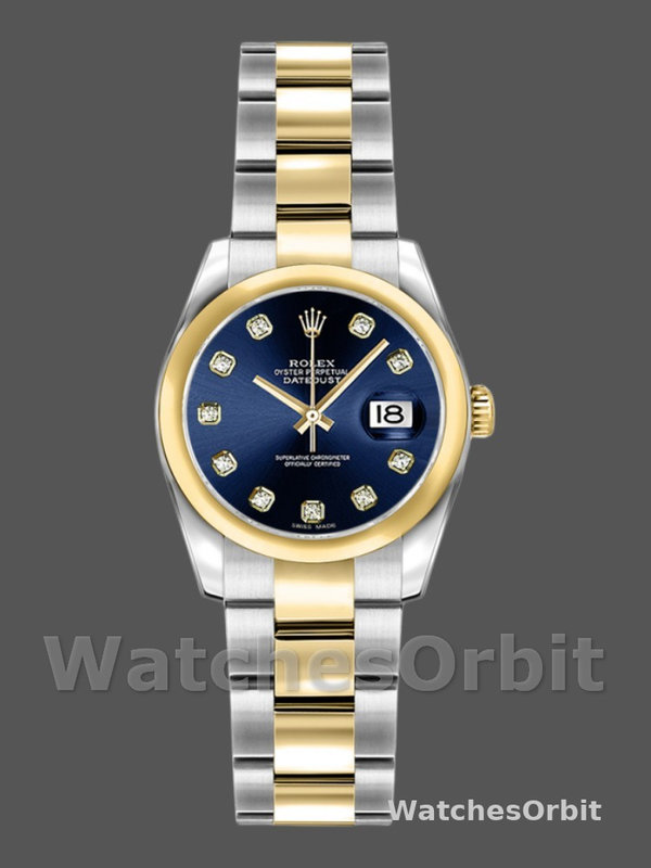 Rolex Datejust 179163 Blue Diamond Dial Domed Dezel 26MM Lady Replica Watch