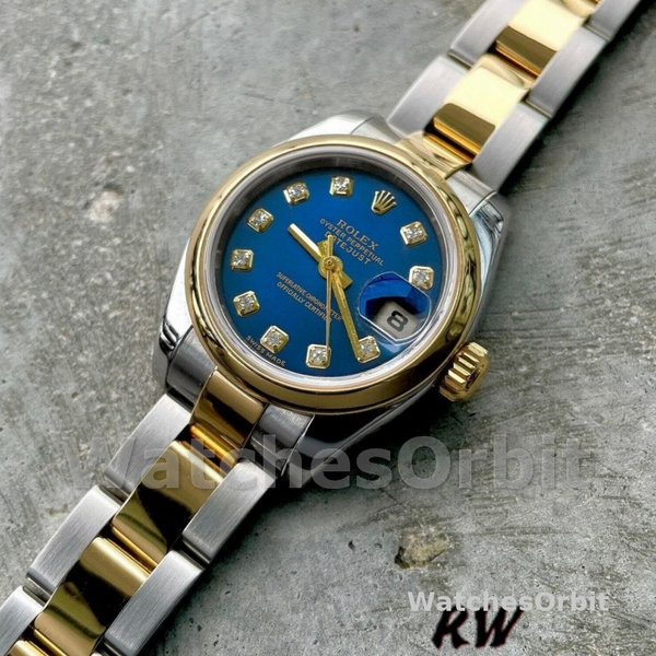 Rolex Datejust 179163 Blue Diamond Dial Domed Dezel 26MM Lady Replica Watch