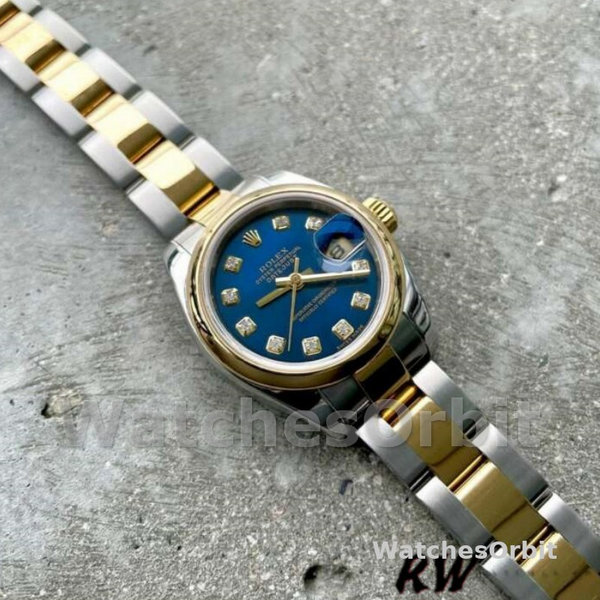 Rolex Datejust 179163 Blue Diamond Dial Domed Dezel 26MM Lady Replica Watch