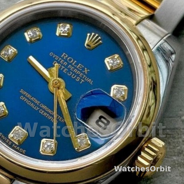 Rolex Datejust 179163 Blue Diamond Dial Domed Dezel 26MM Lady Replica Watch
