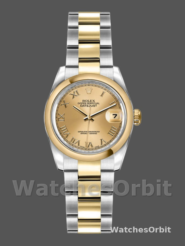 Rolex Datejust 179163 Champagne Roman Dial Domed Dezel 26MM Lady Replica Watch