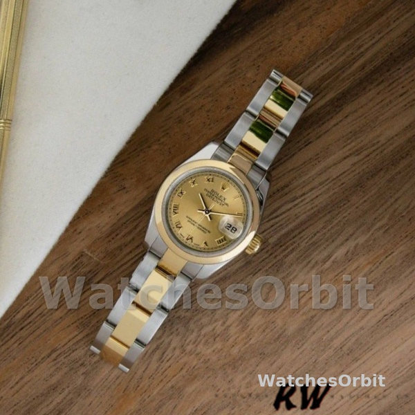 Rolex Datejust 179163 Champagne Roman Dial Domed Dezel 26MM Lady Replica Watch