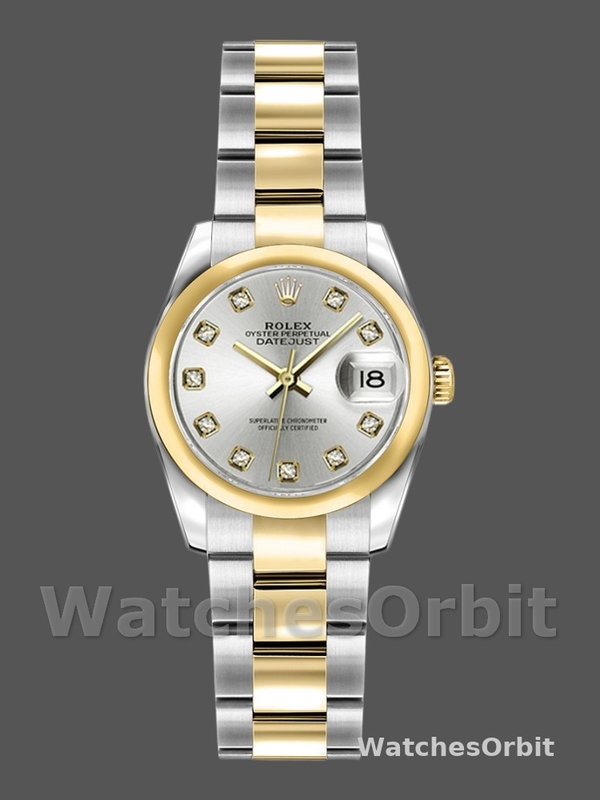 Rolex Datejust 179163 Silver Diamond Dial Domed Dezel 26MM Lady Replica Watch