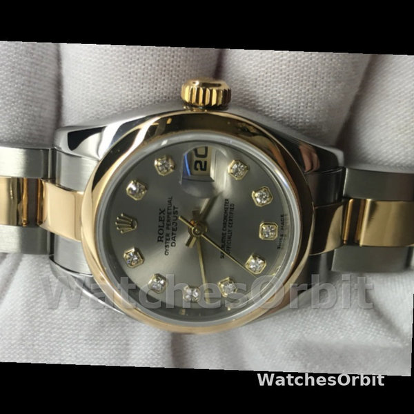 Rolex Datejust 179163 Silver Diamond Dial Domed Dezel 26MM Lady Replica Watch