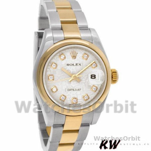 Rolex Datejust 179163 Silver Jubilee Dial Domed Dezel 26MM Lady Replica Watch