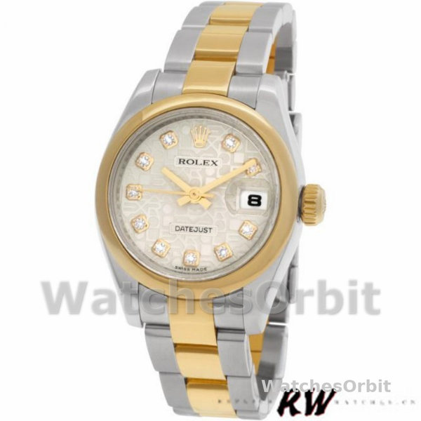 Rolex Datejust 179163 Silver Jubilee Dial Domed Dezel 26MM Lady Replica Watch