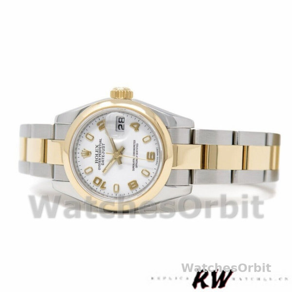 Rolex Datejust 179163 White Arabic Dial Domed Dezel 26MM Lady Replica Watch