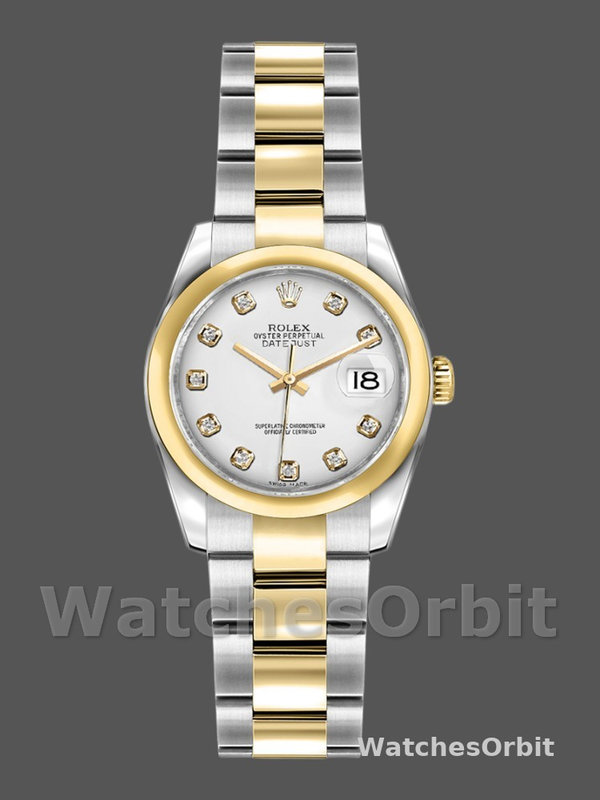 Rolex Datejust 179163 White Diamond Dial Domed Dezel 26MM Lady Replica Watch