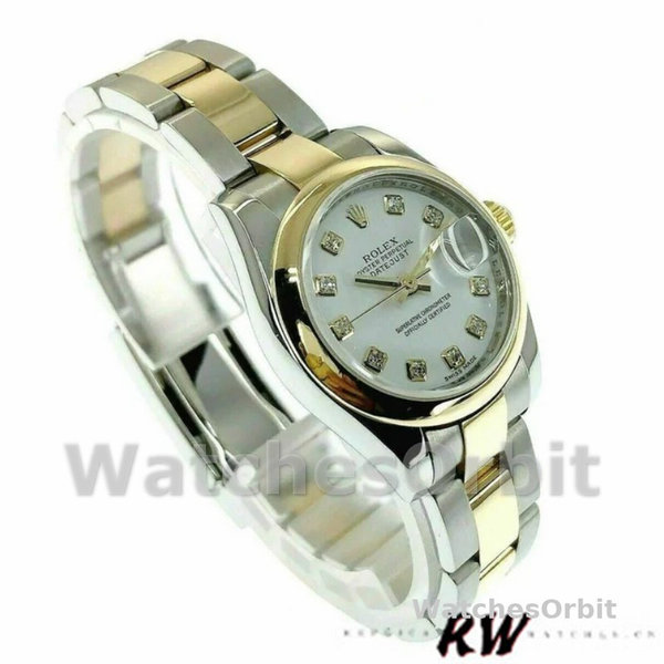 Rolex Datejust 179163 White Diamond Dial Domed Dezel 26MM Lady Replica Watch