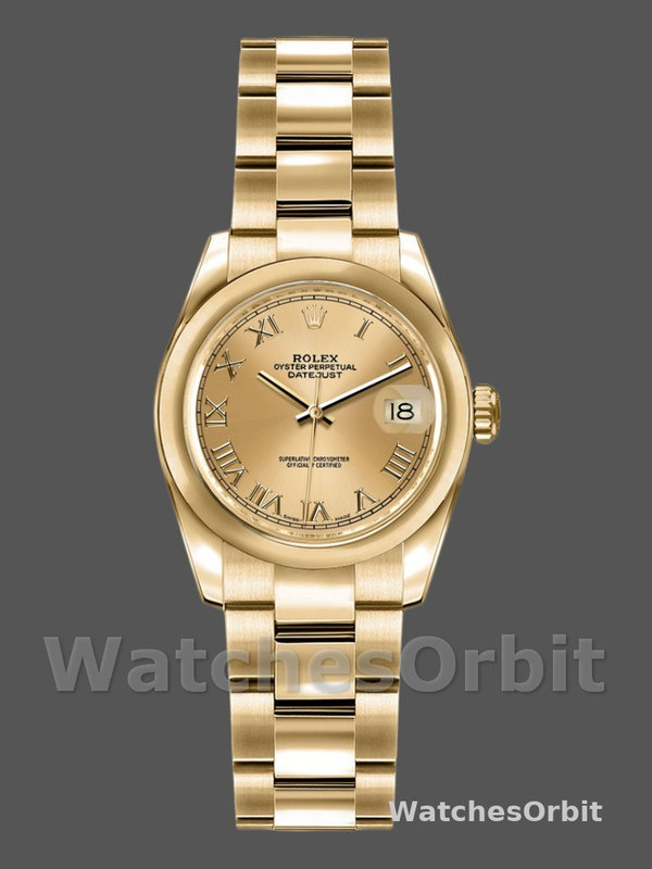 Rolex Datejust 179168 Smooth Domed Champagne Roman Dial 26MM Lady Replica Watch