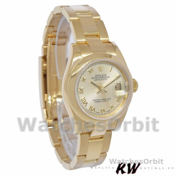 Rolex Datejust 179168 Smooth Domed Champagne Roman Dial 26MM Lady Replica Watch