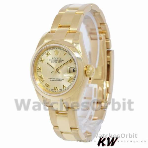 Rolex Datejust 179168 Smooth Domed Champagne Roman Dial 26MM Lady Replica Watch