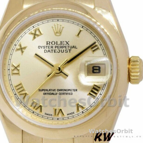 Rolex Datejust 179168 Smooth Domed Champagne Roman Dial 26MM Lady Replica Watch