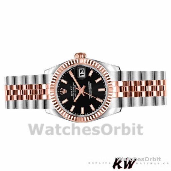 Rolex Datejust 179171 Black Dial Fluted Bezel 26MM Lady Replica Watch