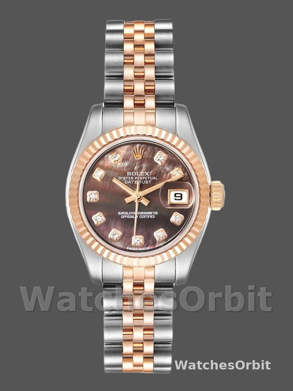 Rolex Datejust 179171 Black Mother of Pearl Diamond Dial 26MM Lady Replica Watch