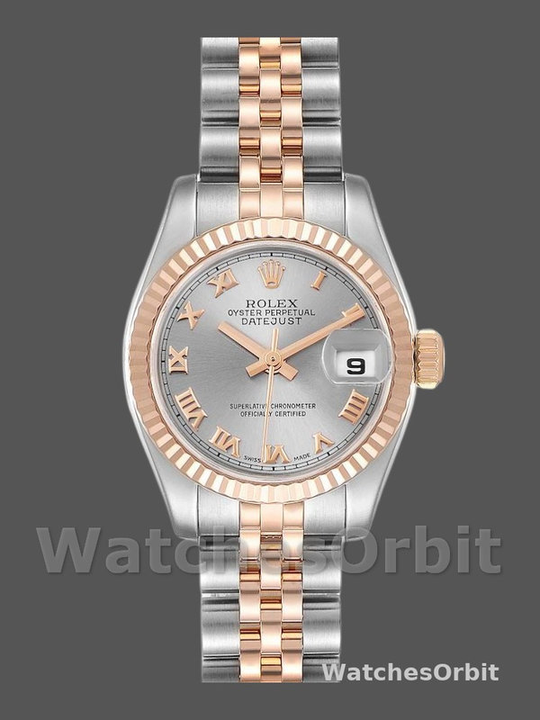 Rolex Datejust 179171 Grey Roman Numeral Dial Fluted Bezel 26MM Lady Replica Watch