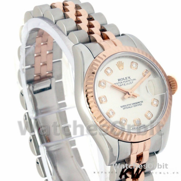 Rolex Datejust 179171 Silver Diamonds Dial Fluted Bezel 26MM Lady Replica Watch