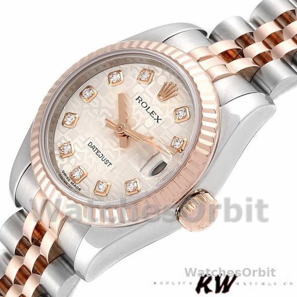 Rolex Datejust 179171 Silver jubilee anniversary Dial Fluted Bezel 26MM Lady Replica Watch