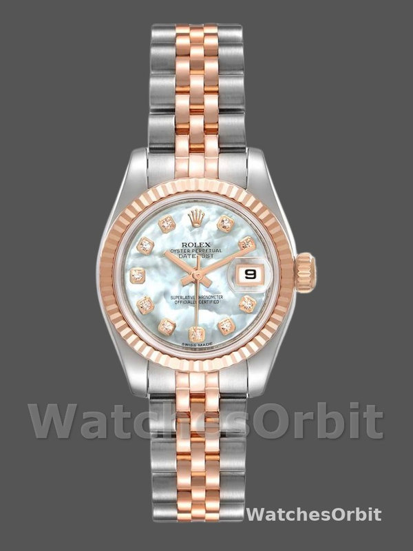 Rolex Datejust 179171 White MOP Diamond Dial Fluted Bezel 26MM Lady Replica Watch