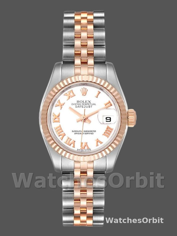 Rolex Datejust 179171 White Roman Numeral Dial Fluted Bezel 26MM Lady Replica Watch
