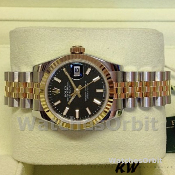 Rolex Datejust 179173 Black Index Dial Fluted Bezel 26MM Lady Replica Watch