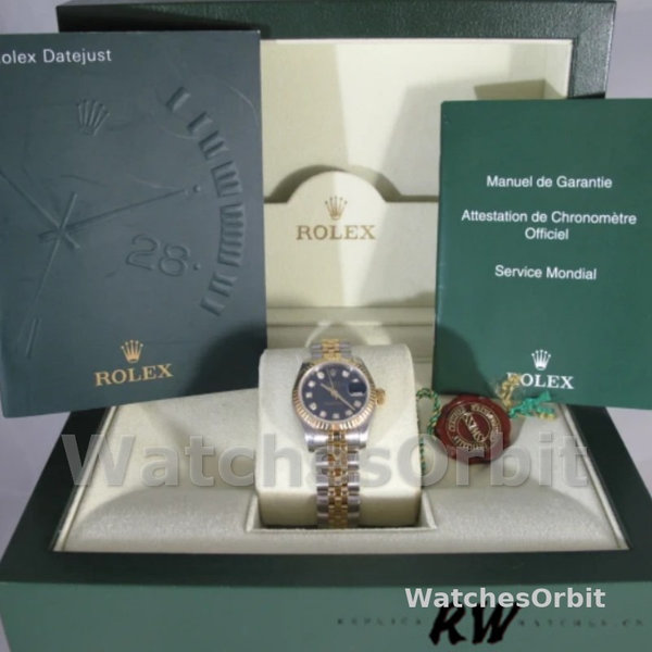 Rolex Datejust 179173 Blue Diamond Dial Fluted Bezel 26MM Lady Replica Watch