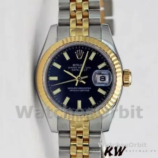 Rolex Datejust 179173 Blue Index Dial Fluted Bezel 26MM Lady Replica Watch