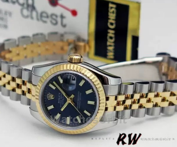 Rolex Datejust 179173 Blue Index Dial Fluted Bezel 26MM Lady Replica Watch