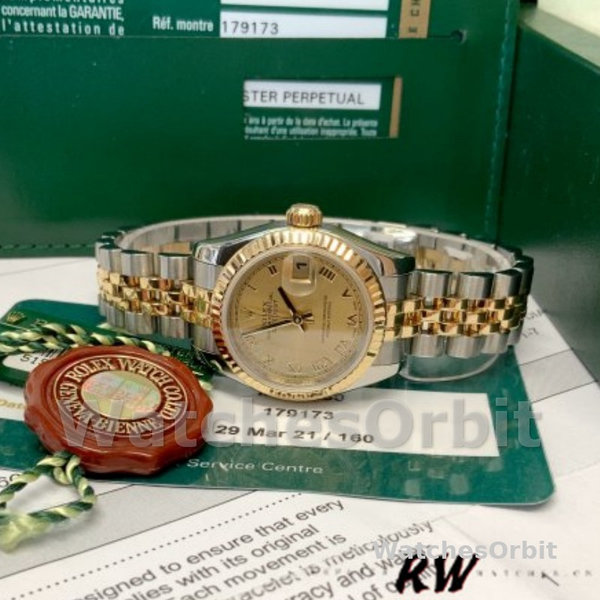 Rolex Datejust 179173 Champagne Roman Numeral Dial 26MM Lady Replica Watch