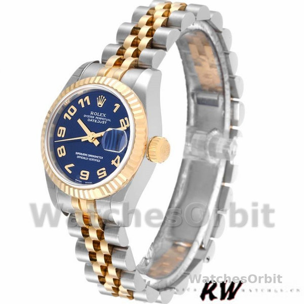 Rolex Datejust 179173 Concentric Circle Blue Dial Fluted Bezel 26MM Lady Replica Watch