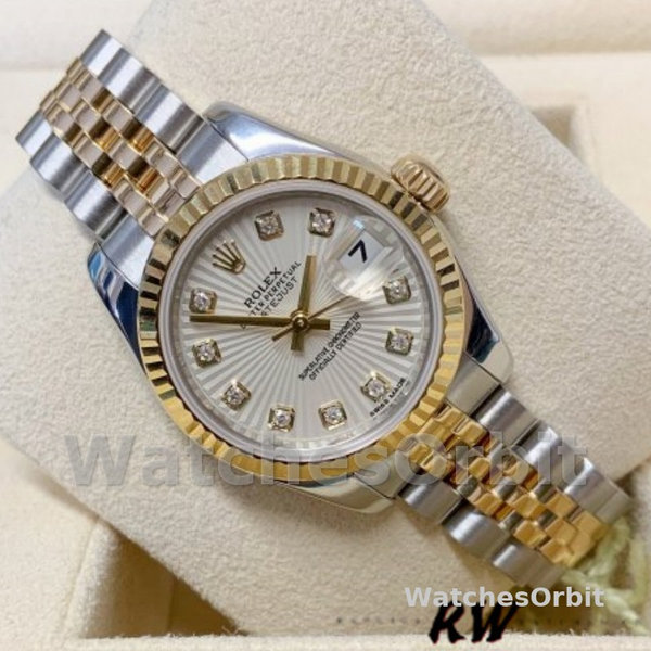 Rolex Datejust 179173 Ivory Sunbeam Diamond Dial Fluted Bezel 26MM Lady Replica Watch
