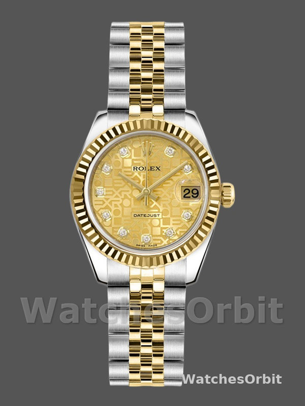 Rolex Datejust 179173 Jubilee Champagne Diamond Dial Fluted Bezel 26MM Lady Replica Watch