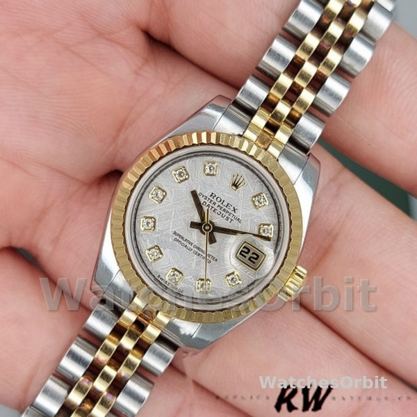 Rolex Datejust 179173 Meteorite Grey Diamond Dial Fluted Bezel 26MM Lady Replica Watch