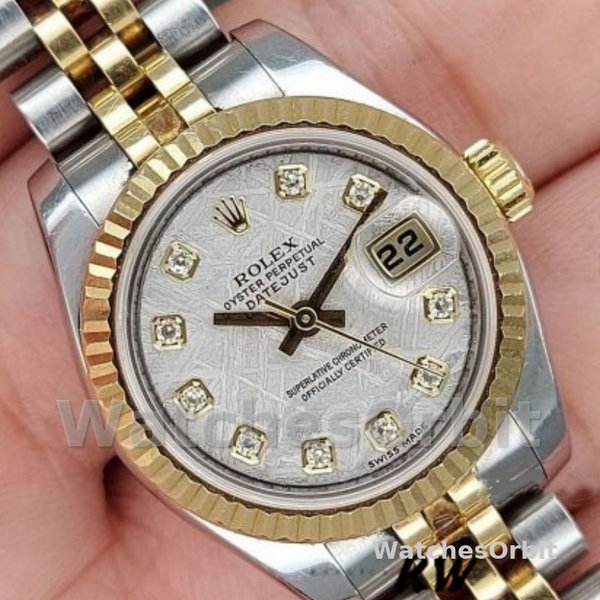 Rolex Datejust 179173 Meteorite Grey Diamond Dial Fluted Bezel 26MM Lady Replica Watch