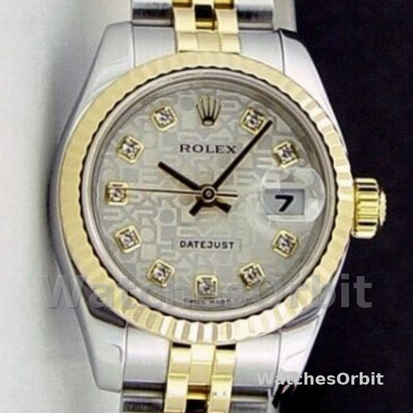 Rolex Datejust 179173 Silver Jubilee Diamond Dial Fluted Bezel 26MM Lady Replica Watch