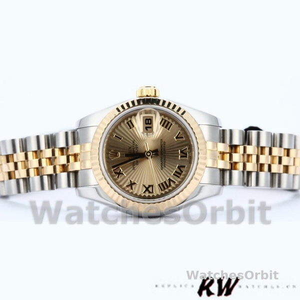 Rolex Datejust 179173 Sunbeam Champagne Dial Fluted Bezel 26MM Lady Replica Watch
